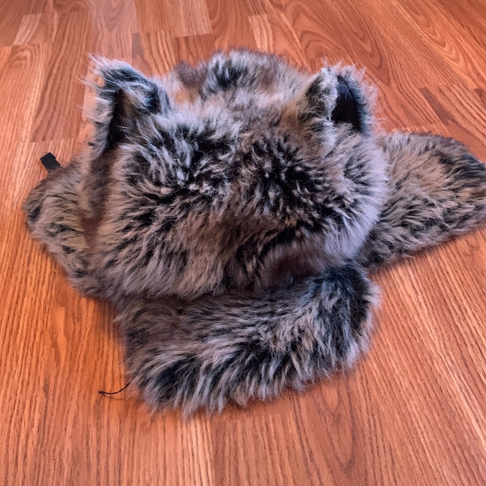 Faux fur wolf winter hat, brand is city hunter USA